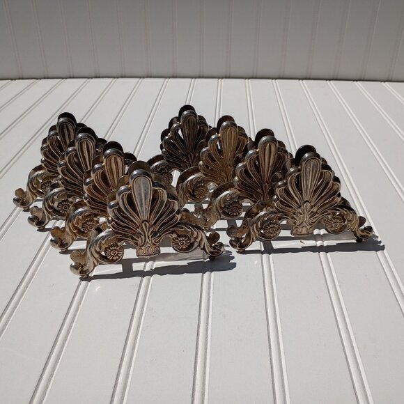 Silverplate Knife Rest SET OF 8 Silver Plated Neoclassical Fleur de Lis Vintage - Picture 5 of 11